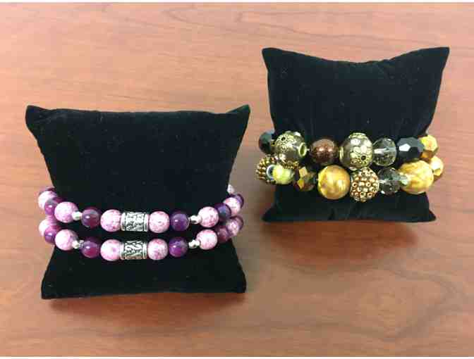 Flowers Fur You - Two Beaded Stretch Bracelets With Metal Flowers & Dog Tote Bag