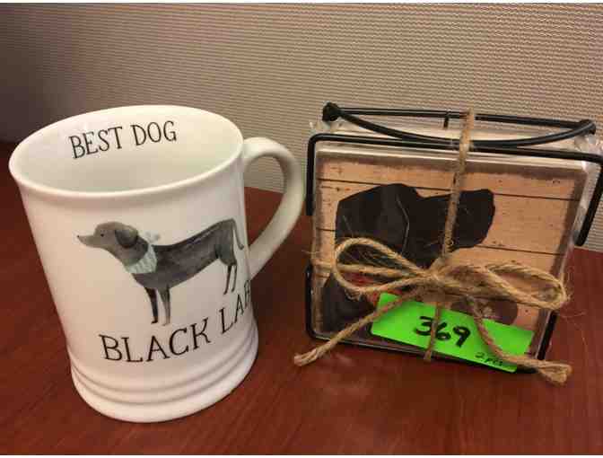 Set of 4 Dog Themed Coasters And Julianna Swaney Black Lab Mug
