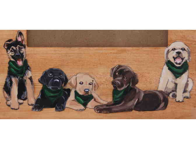 Hand Painted Wooden Photo Frame with Five Puppies