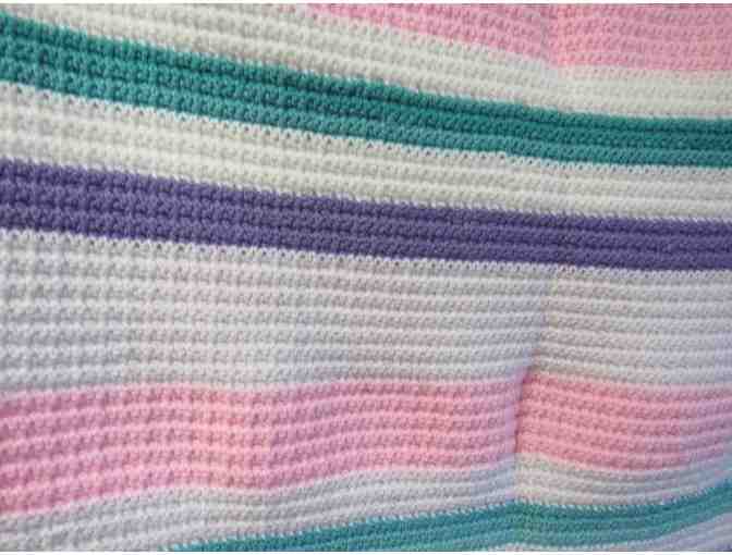 Purple, Green and Pink Striped Lap Afghan