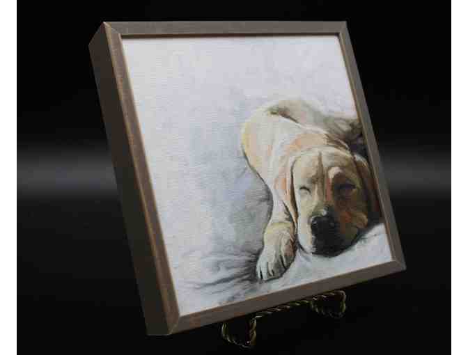 Yellow Labrador Retriever Sleeping Mini Framed Canvas Painting