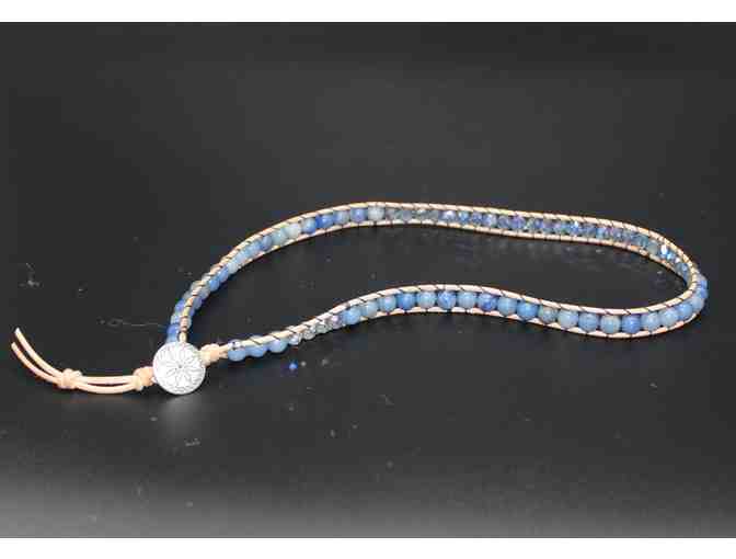 Beads Fur Rescue Sparkling Crystals on Natural Leather Bracelet