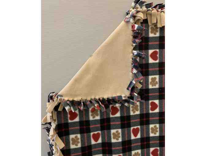 Plaid Dog Themed Fleece Tie-Blanket