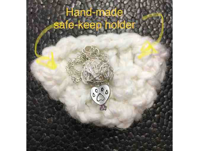 Silver Paw-Heart and Desert Rose Stone Pendant. A Delicate Gem!