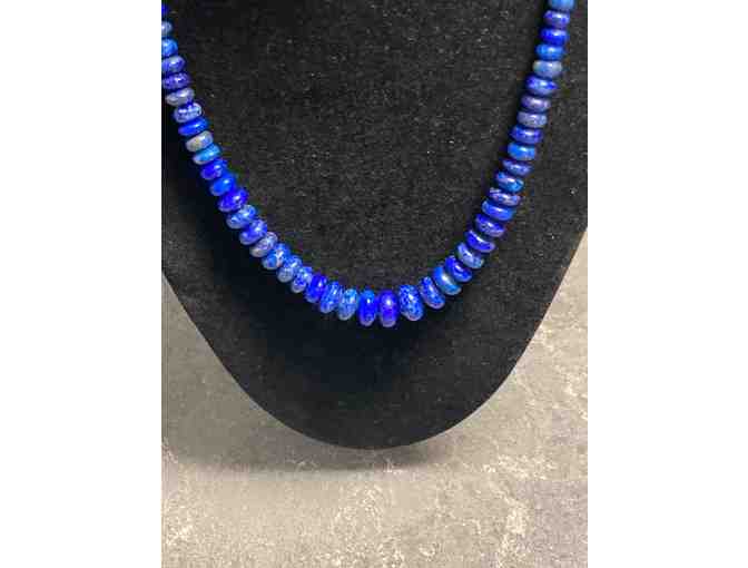 Blue Sodalite Gemstone Necklace with Silver Clasp