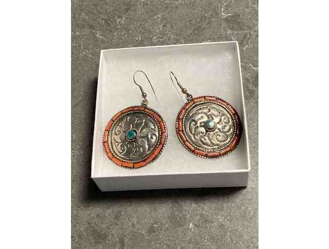 Large Silver Disk Earrings from Nepal