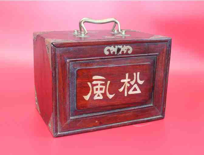 Antique Chinese Mahjong Set With Wood Box and Bone and Bamboo Tiles
