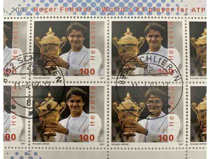 Roger Federer ATP Commemorative Swiss Mail Stamps from 2007 with 1st Day Release Stamp