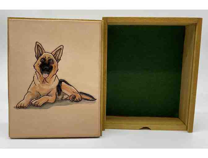 Hand-Painted Wooden Box With German Shepherd