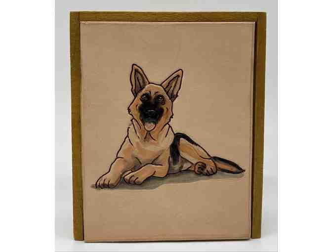 Hand-Painted Wooden Box With German Shepherd