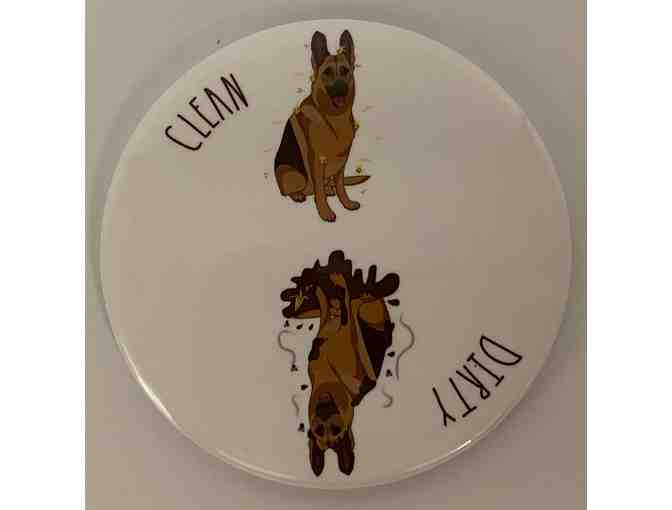 Clean/Dirty Dog Dishwasher Magnet with German Shepherd + Large Bacon Benebone