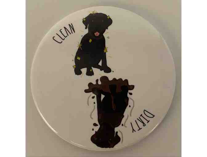 Clean/Dirty Dog Dishwasher Magnet with Black Lab + Large Bacon Benebone