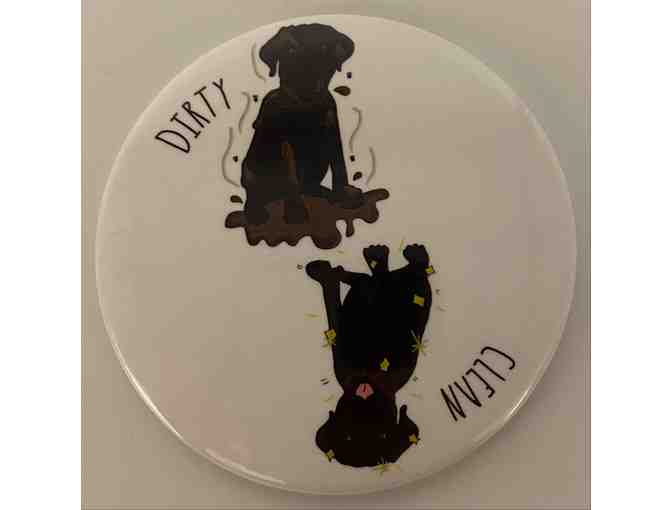 Clean/Dirty Dog Dishwasher Magnet with Black Lab + Large Bacon Benebone