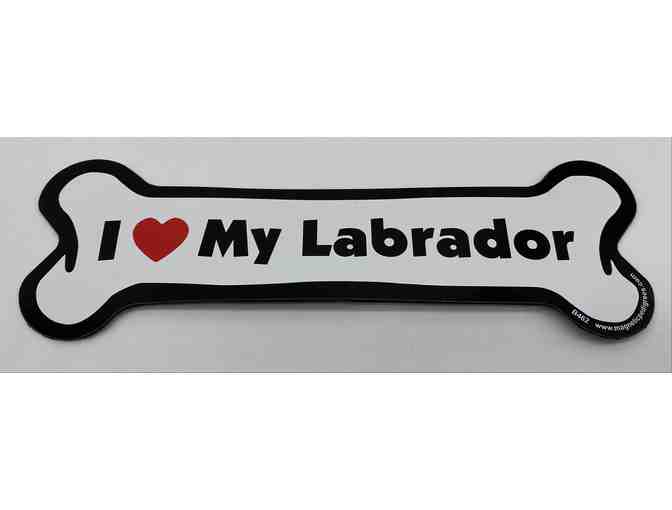 'I Love My Labrador' Bone Shaped Magnet + Large Bacon Benebone