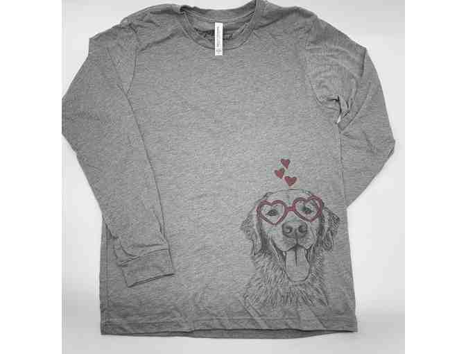 Inkopious Long Sleeve T Shirt in Grey Size Medium, with Shelby The Golden Retriever