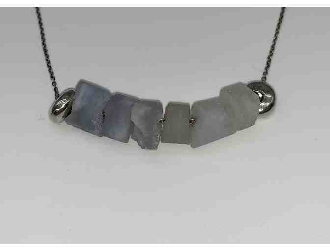 Sterling Silver and Blue Agate Druzy Stone Necklace by Mashka Jewelry