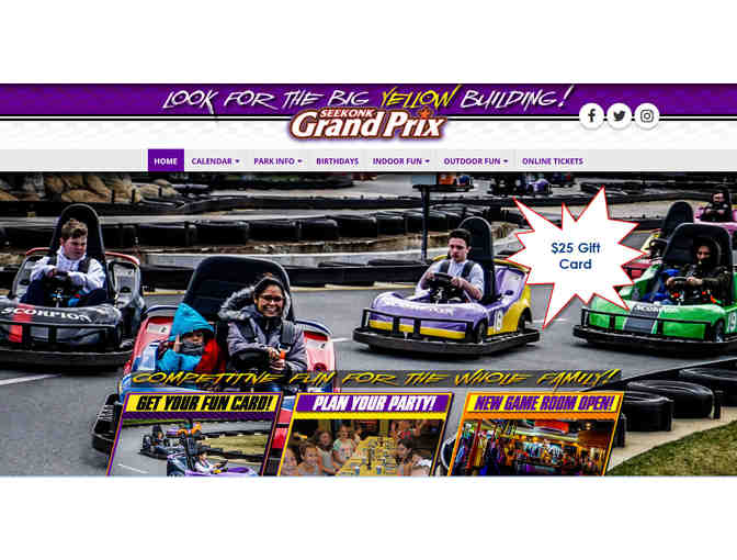 $25 Gift Card to Seekonk Grand Prix Family Fun Center - Photo 1