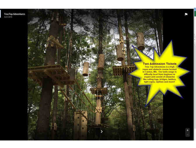 2 Tickets to Tree Top Adventures at the Cultural Center in Canton, MA - Photo 1