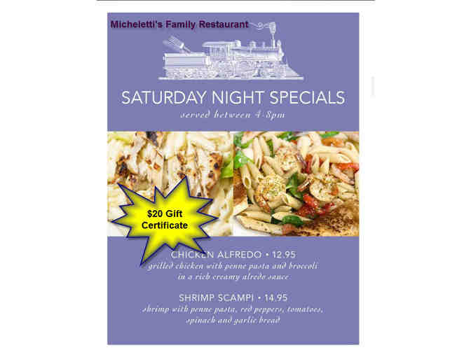 $20 Gift Certificate to Micheletti's Family Restaurant - located in Seekonk, MA - Photo 1