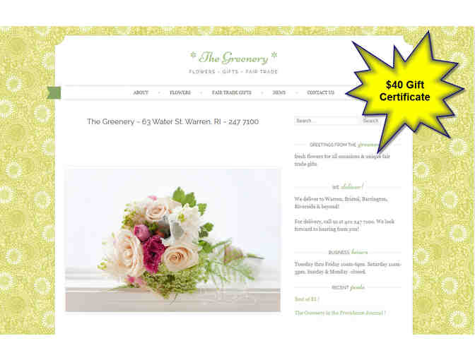 $40 Gift Certificate from The Greenery, located on Water Street in Warren, RI - Photo 1