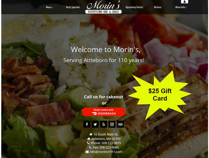 $25 Gift Card to Morin's Hometown Bar and Grill located on South Main St in Attleboro, MA - Photo 1