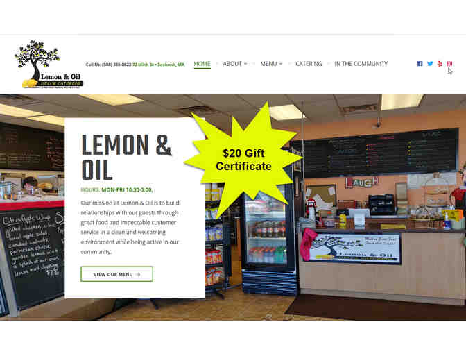$20 Gift Certificate to Lemon and Oil Deli - located at 72 Mink Street in Seekonk, MA - Photo 1