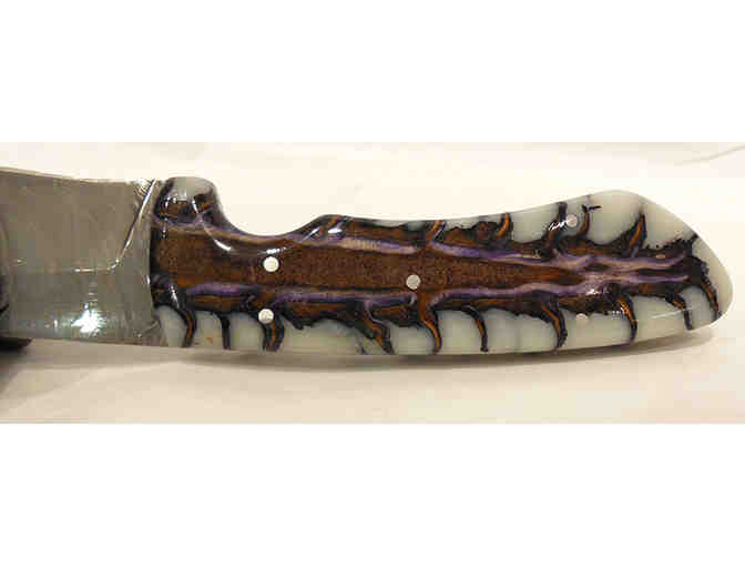 Custom Hunting Knife with Purple Leather Holder