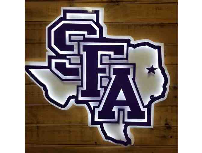 LED-lighted SFA Spirit Logo Sign, made in East Texas