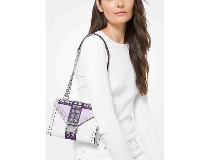Michael Kors 'Whitney' Small Studded Tri-Color (Purple) Saffiano Leather Shoulder Bag