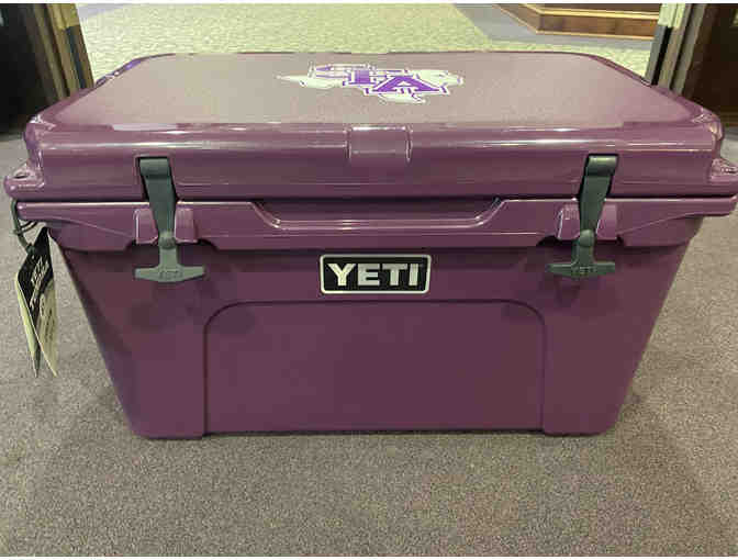 45 Quart Yeti Tundra Cooler in Nordic Purple with SFA Logo