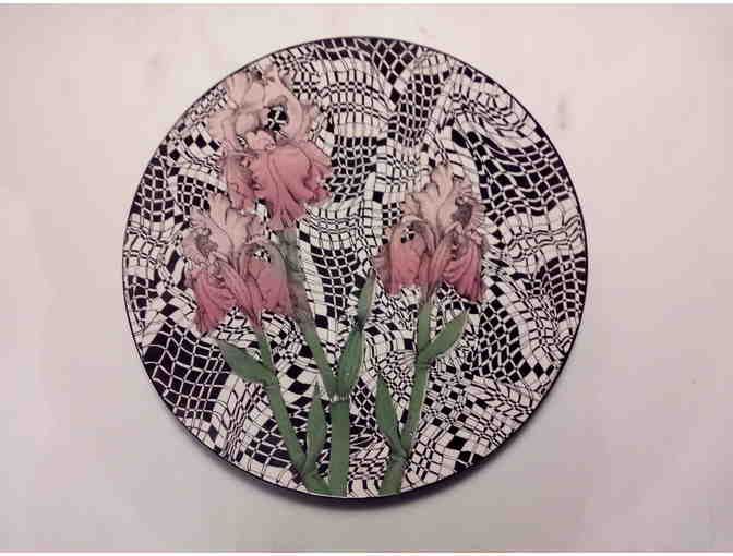 Large hand thrown Iris Plate by Pat Charley - Photo 1