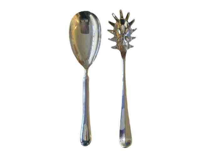 Silver Plated Spagetti Spoon and Silver Plated Serving Spoon Vintage