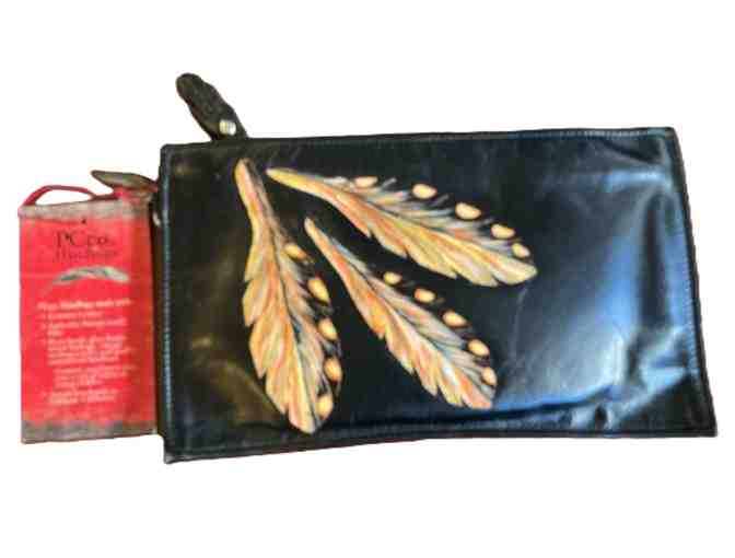 Black Clutch with feather design handmade by Pat Charley - Photo 1