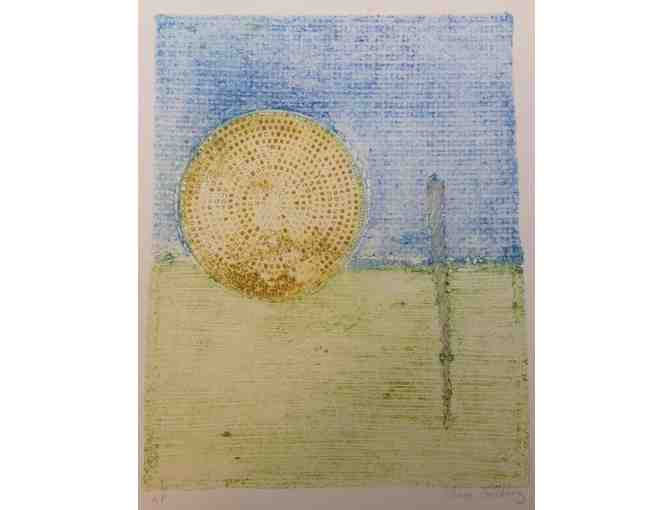 Abstract sunrise, color lithograph by Chana Goldberg