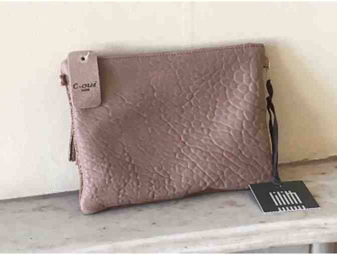 Suede and leather purse