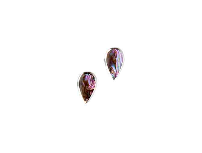 Teardrop Shaped Earrings w/Iridescent Abalone Set in Sterling Silver