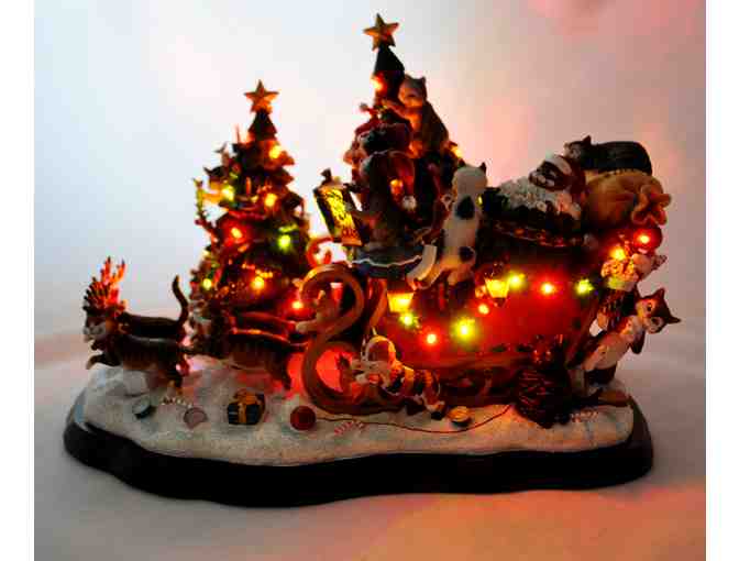 Danbury Mint Lighted Christmas Comical Cats Sleigh