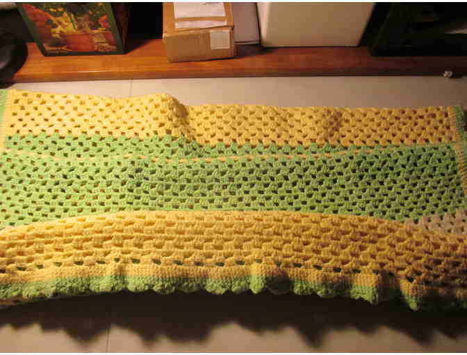 Crocheted Afghan #B (Green/Brown/Yellow)