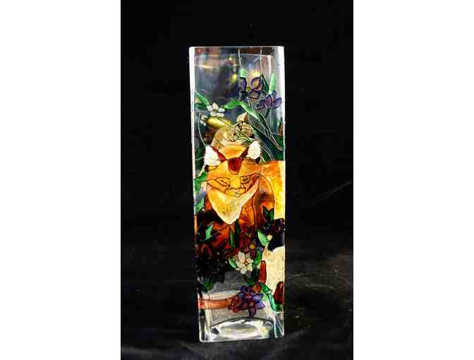Stained Glass Cat Vase