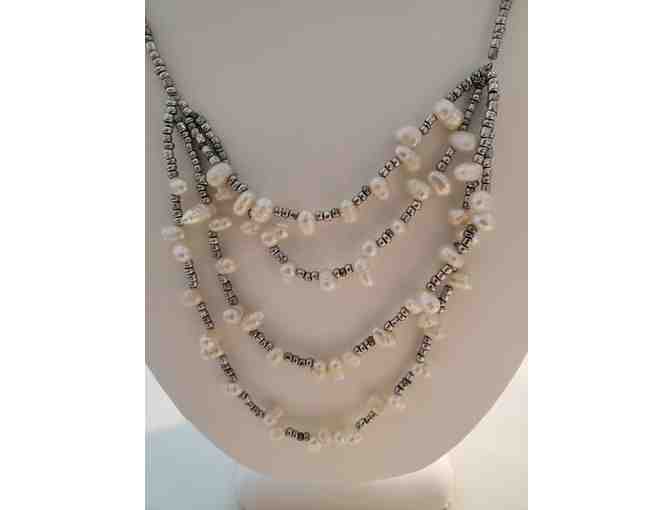 Fresh Water Pearls with Silver Toned Beads