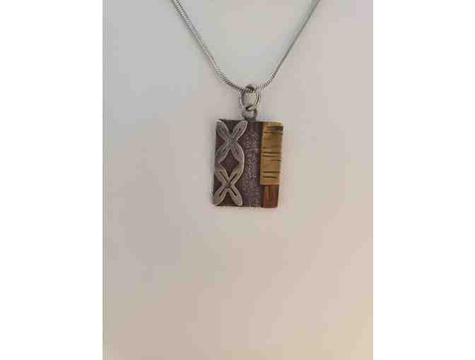 Artist Fused Silver, Copper and Gold Metal Pendant