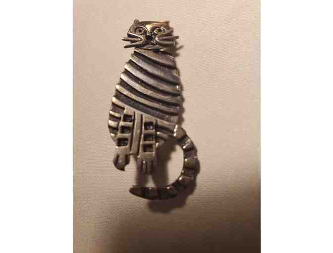 Lot of Two Sterling Cat Pins