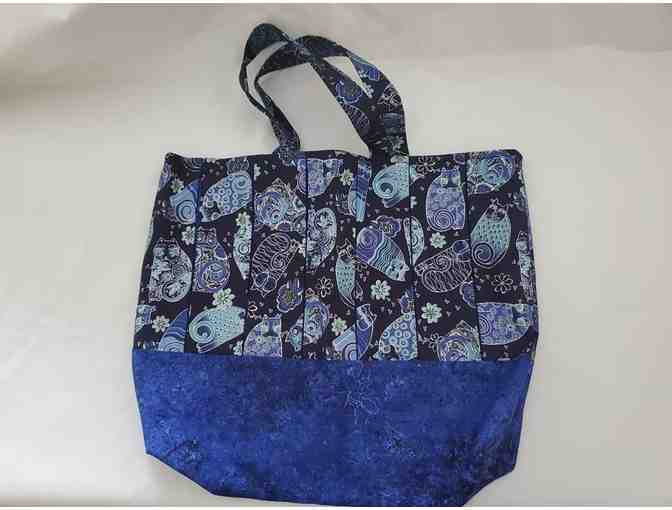 Blue Cat Print Fabric Tote - Photo 1