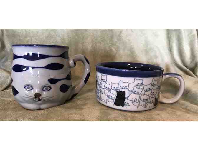 Blue Cat Mug and Soup Bowl