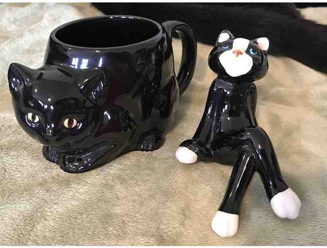 Black Cat Mug and Cross Legged Tuxie