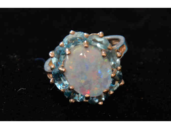 Opal and Blue Topaz Sterling Silver Ring