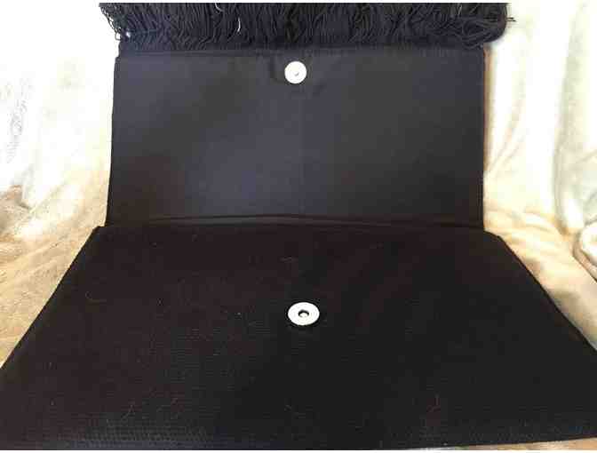 Black Embroidered Clutch Purse