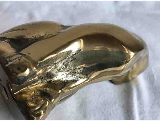 Vintage Lacquered Solid Brass Cat