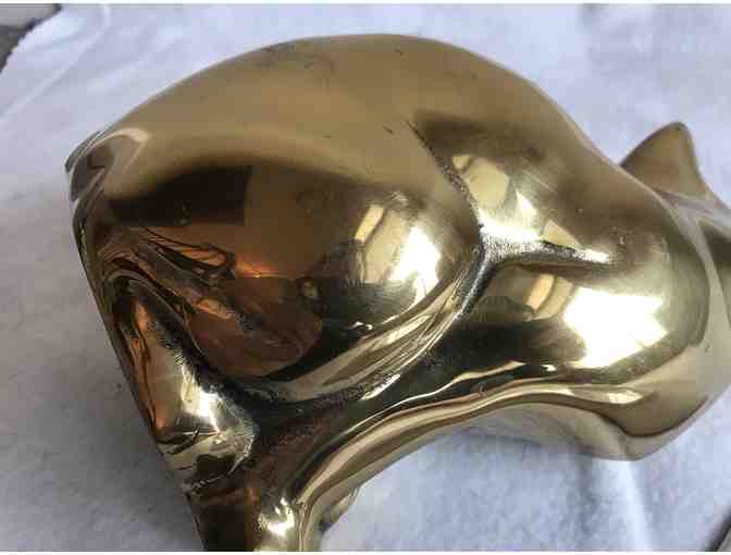 Vintage Lacquered Solid Brass Cat