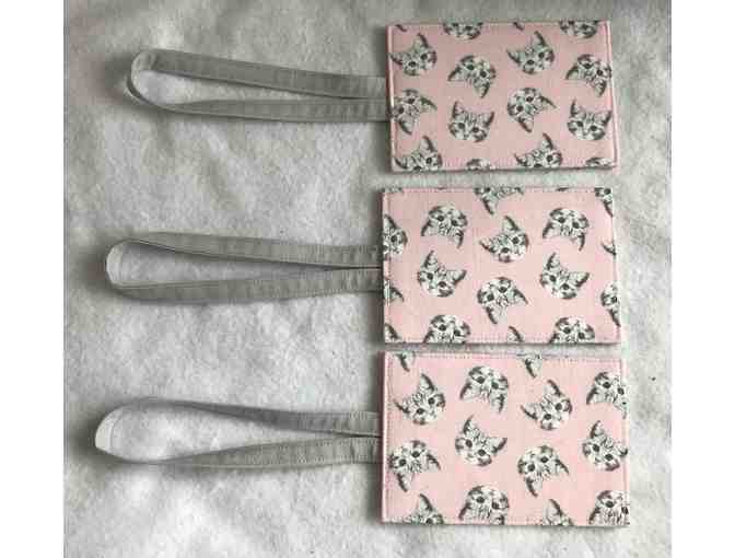 Fabric Luggage Tags - Set of 3 - Pink With Kitties - Photo 2
